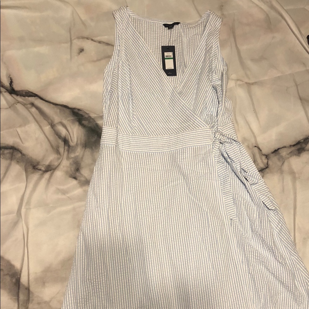 Tommy Hilfiger blue seersucker wrap dress
